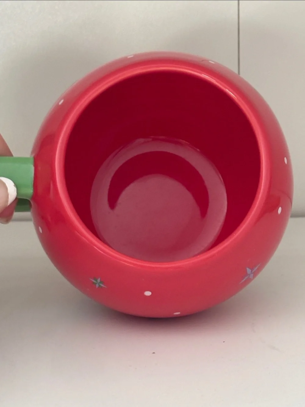Rare Starbucks Red Mug with Shooting Stars White Dots Collector Mug Japan 2023